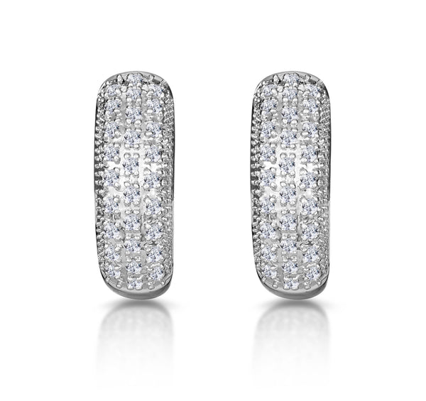 Huggie Earrings Lab Diamond Pave Set 0.33ct in 925 Silver